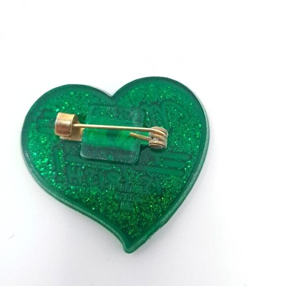 Vintage My heart is Irish Green Glitter Heart Brooch, St Pattys Patricks Day - Picture 4 of 5